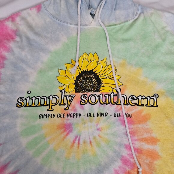 Simply Southern Tie-Dye Hoodie Sunflower Graphic Pullover Sweatshirt Size Large - Picture 5 of 14